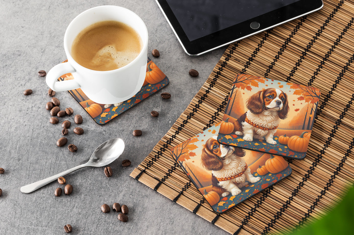 Cavalier Spaniel Fall Foam Coasters
