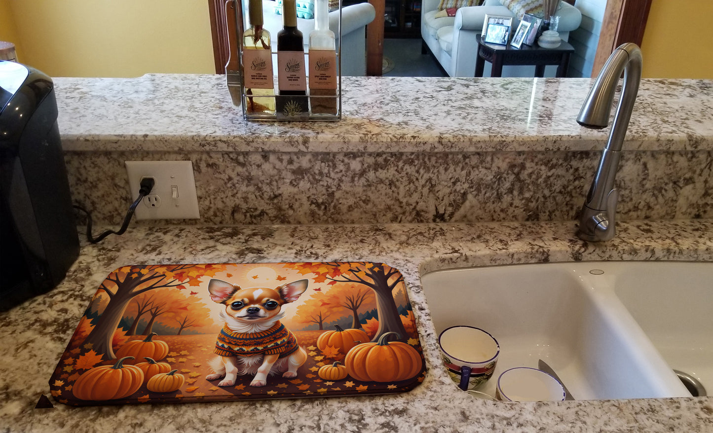 Chihuahua Fall Dish Drying Mat