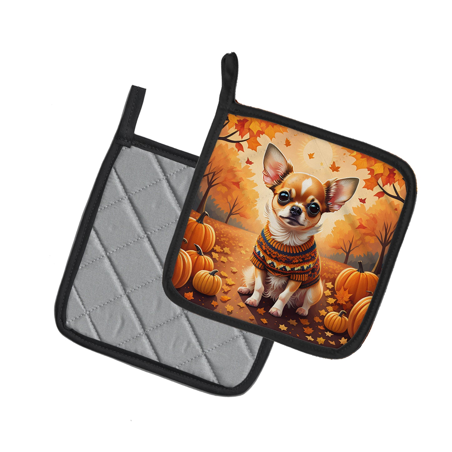 Chihuahua Fall Pair of Pot Holders