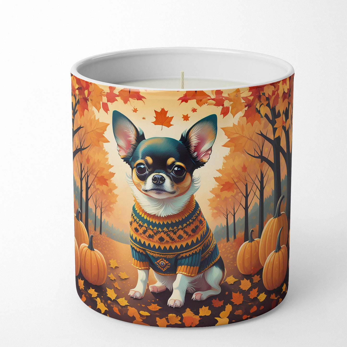 Tricolor Chihuahua Fall Decorative Soy Candle