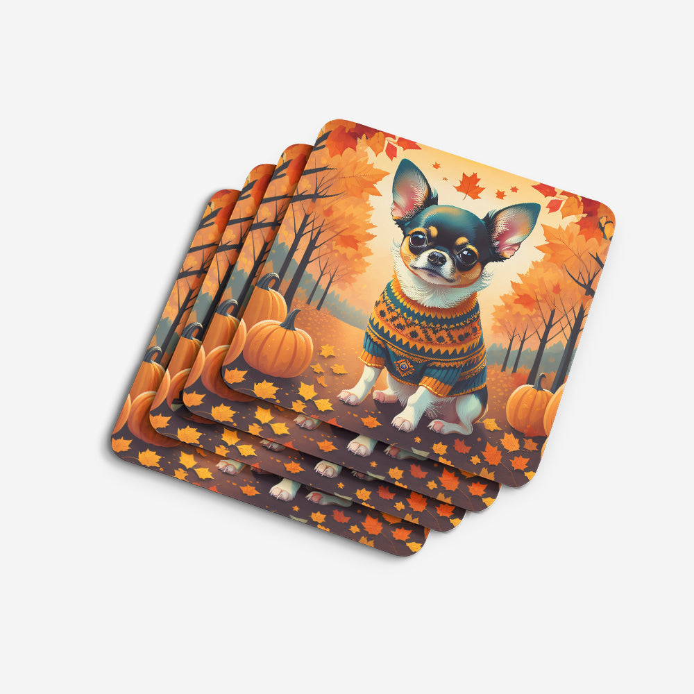 Tricolor Chihuahua Fall Foam Coasters