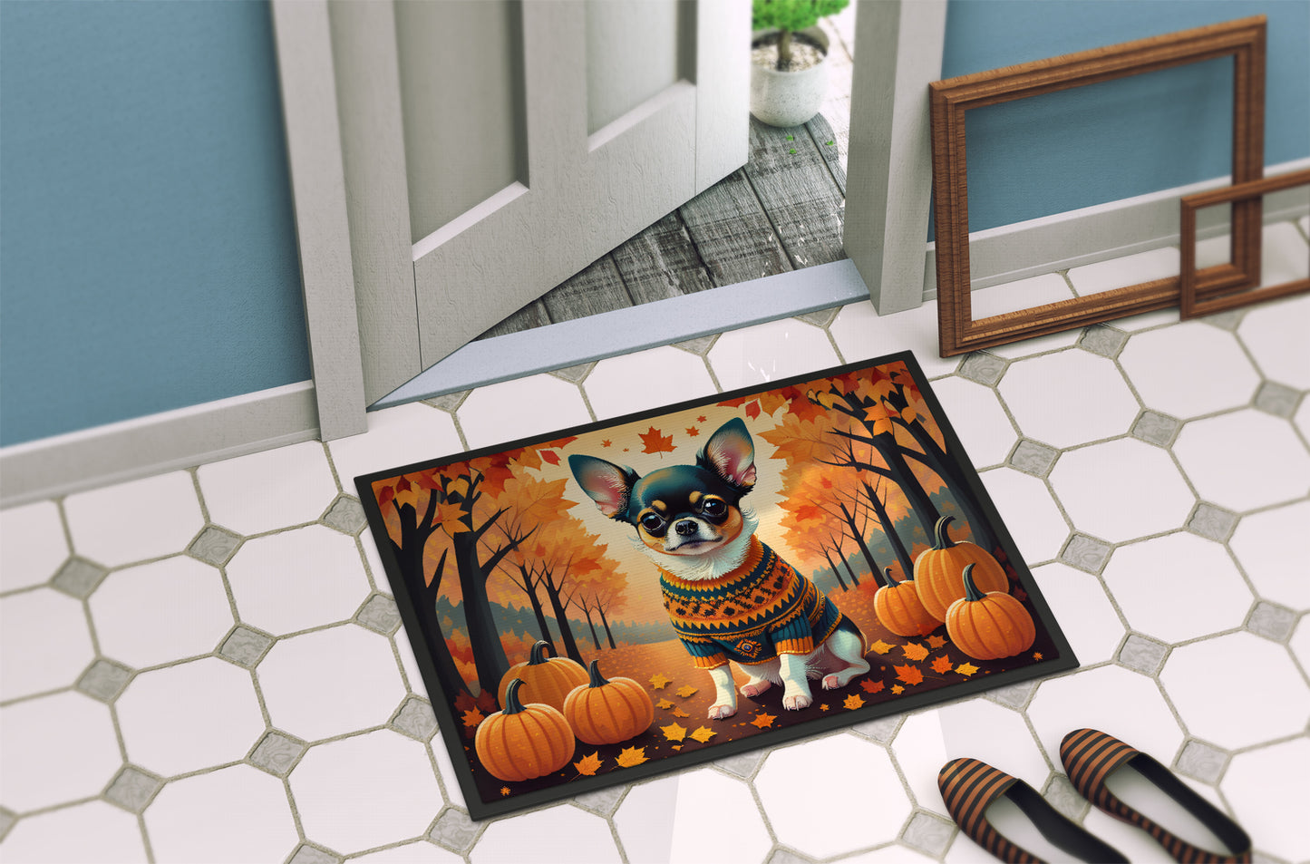 Tricolor Chihuahua Fall Doormat