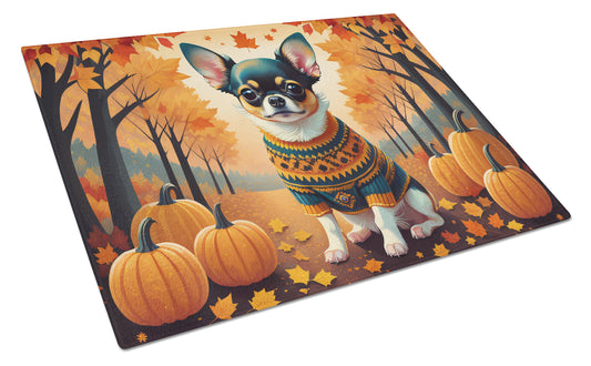 Buy this Tricolor Chihuahua Fall Glass Cutting Board