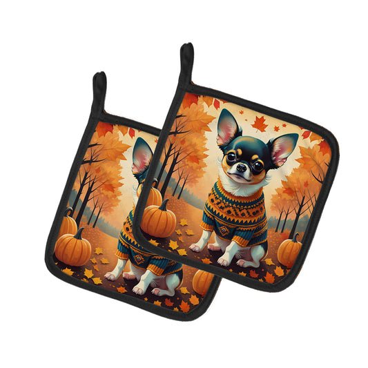 Buy this Tricolor Chihuahua Fall Pair of Pot Holders