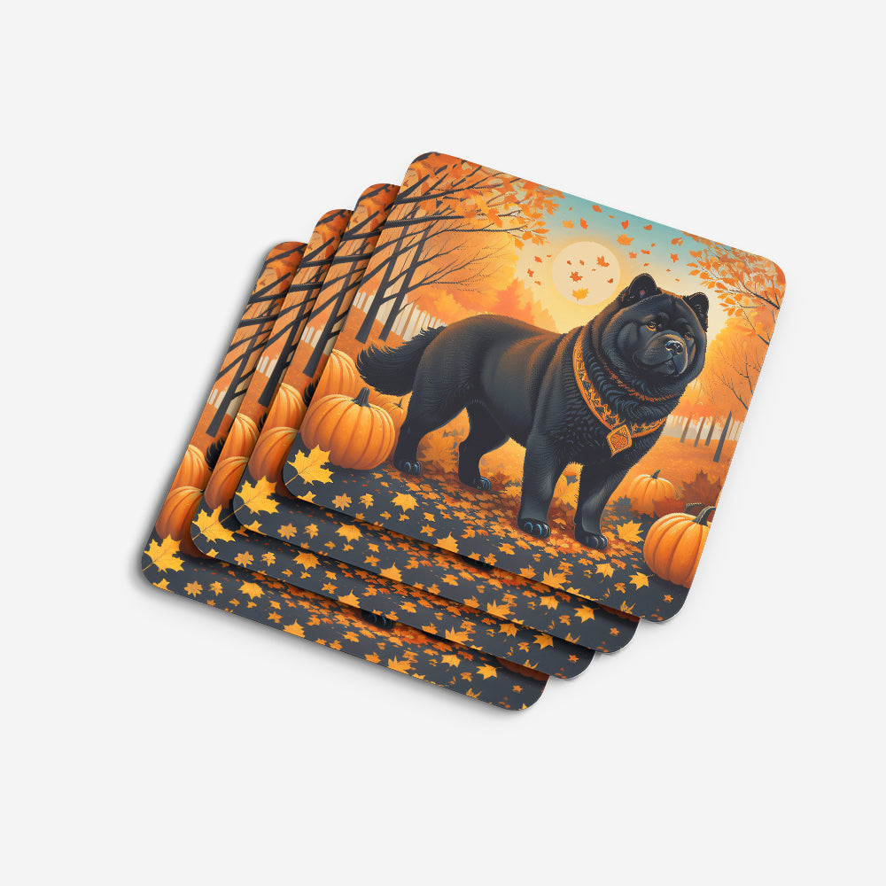 Black Chow Chow Fall Foam Coasters