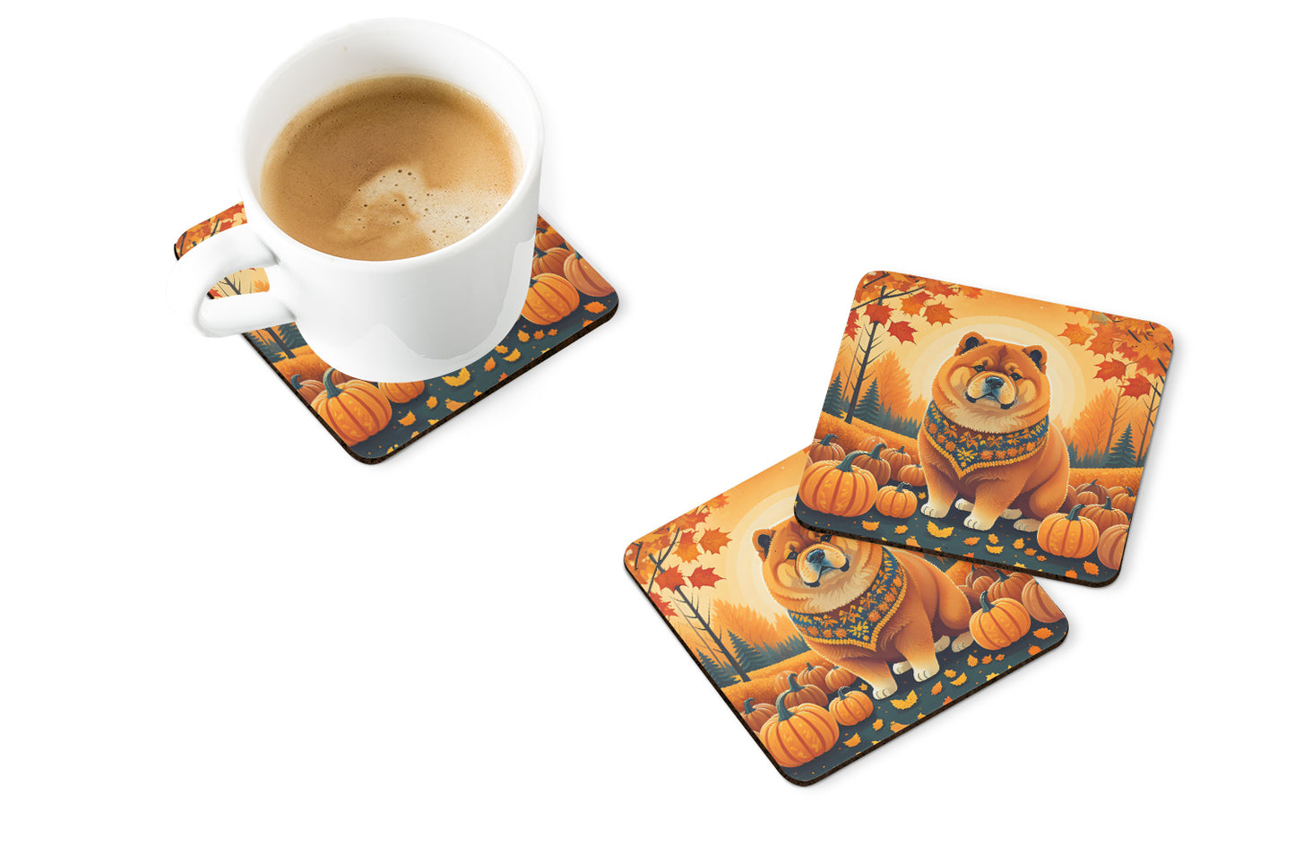 Chow Chow Fall Foam Coasters