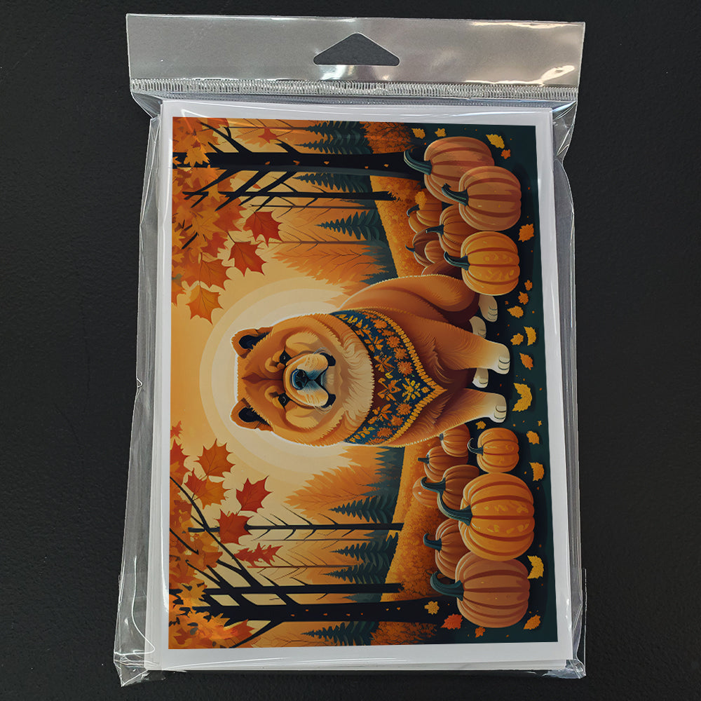 Chow Chow Fall Greeting Cards and Envelopes Pack of 8