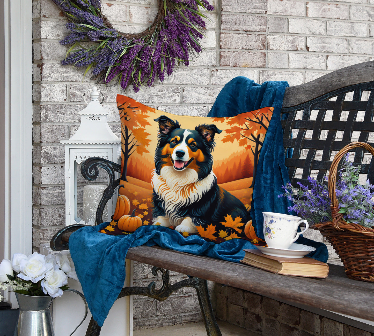 Collie Fall Throw Pillow