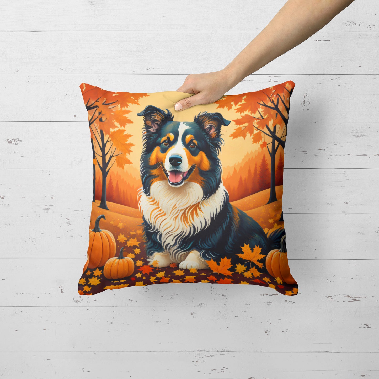 Collie Fall Throw Pillow