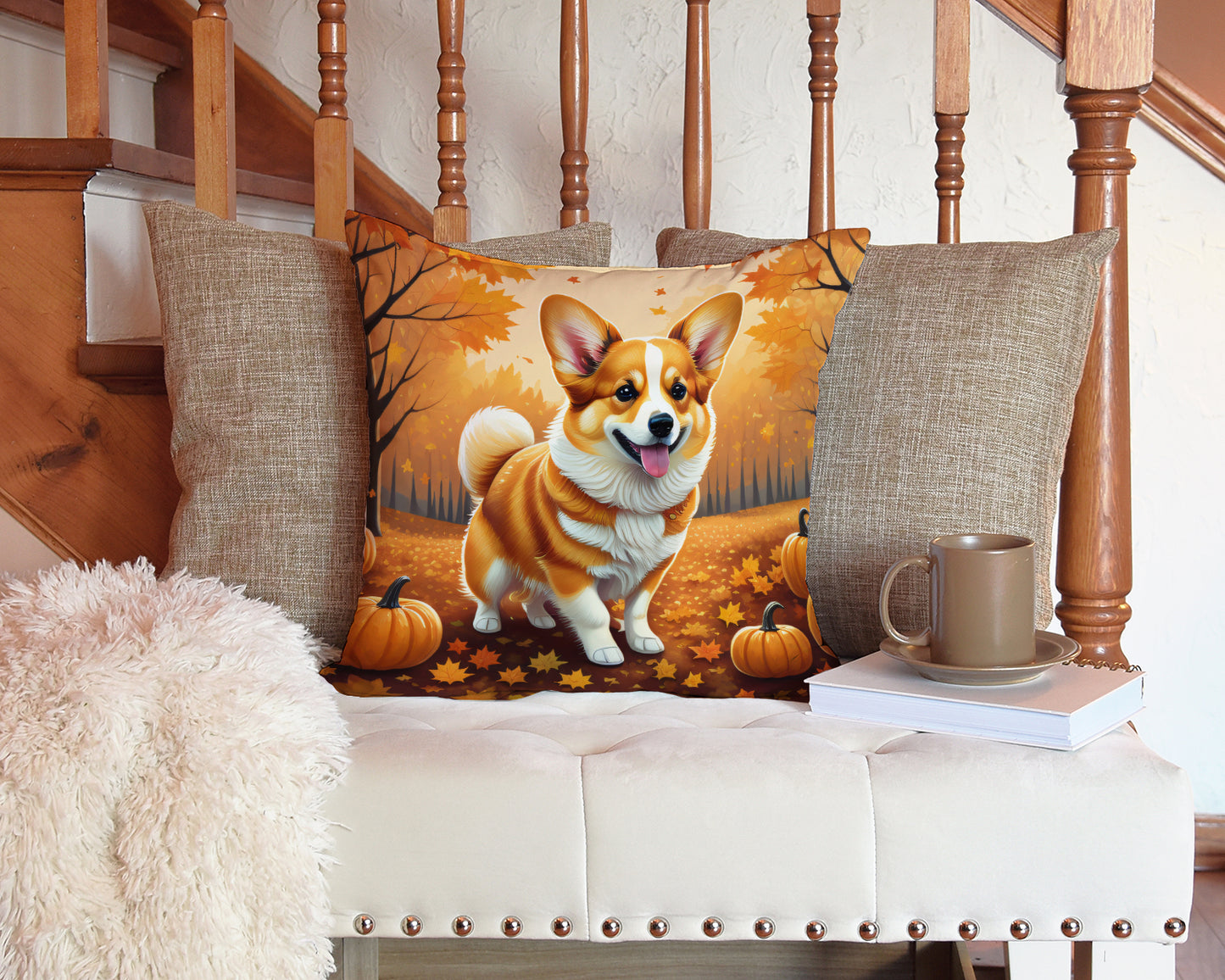 Corgi Fall Throw Pillow