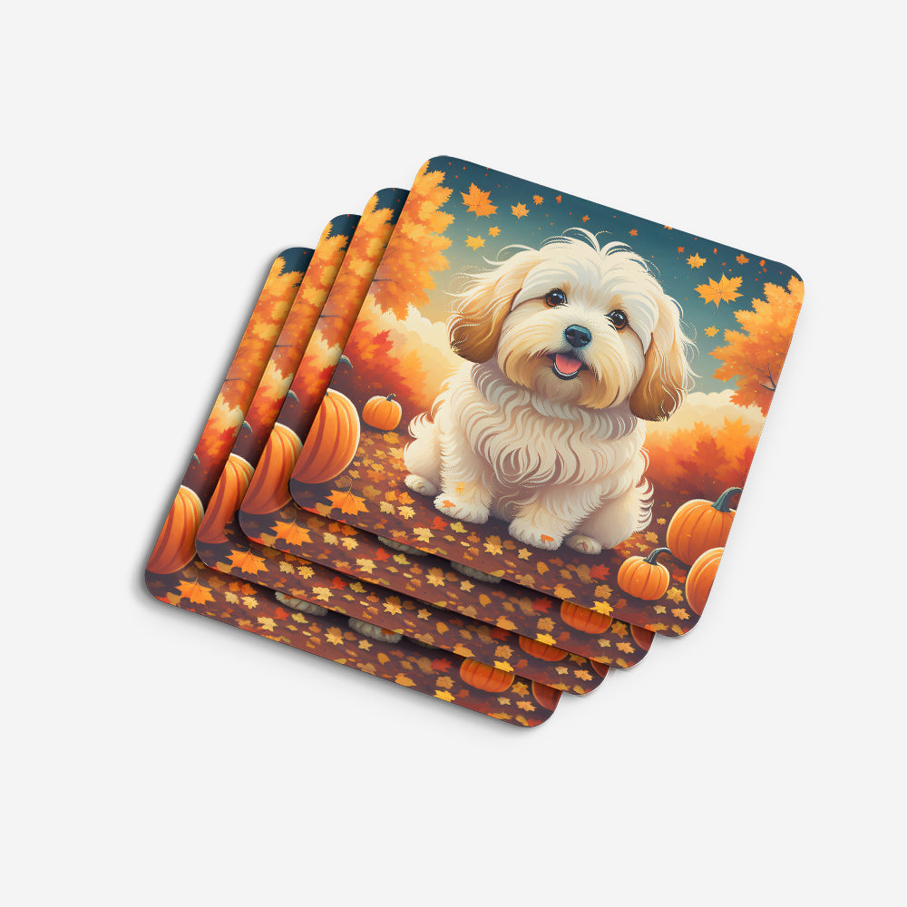 Coton De Tulear Fall Foam Coasters