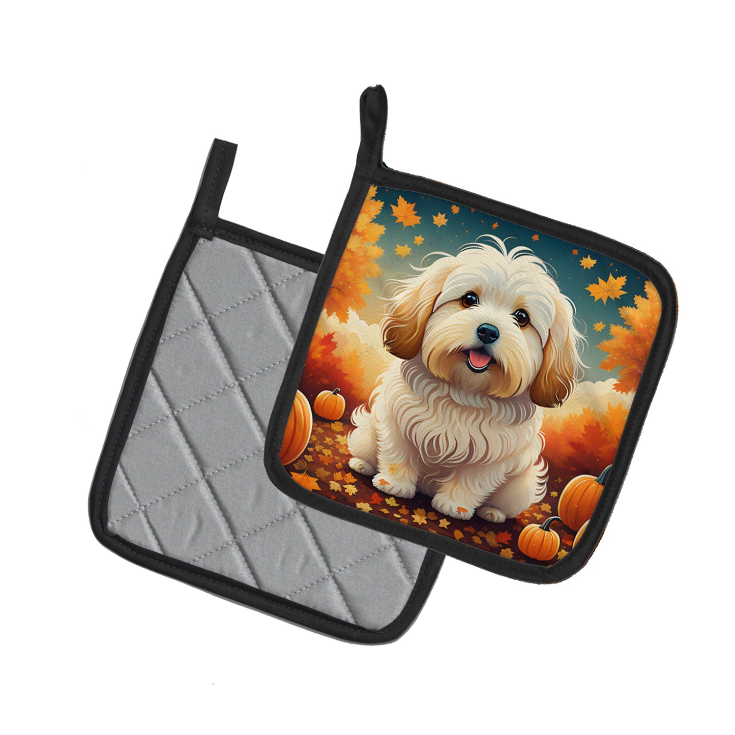 Coton De Tulear Fall Pair of Pot Holders