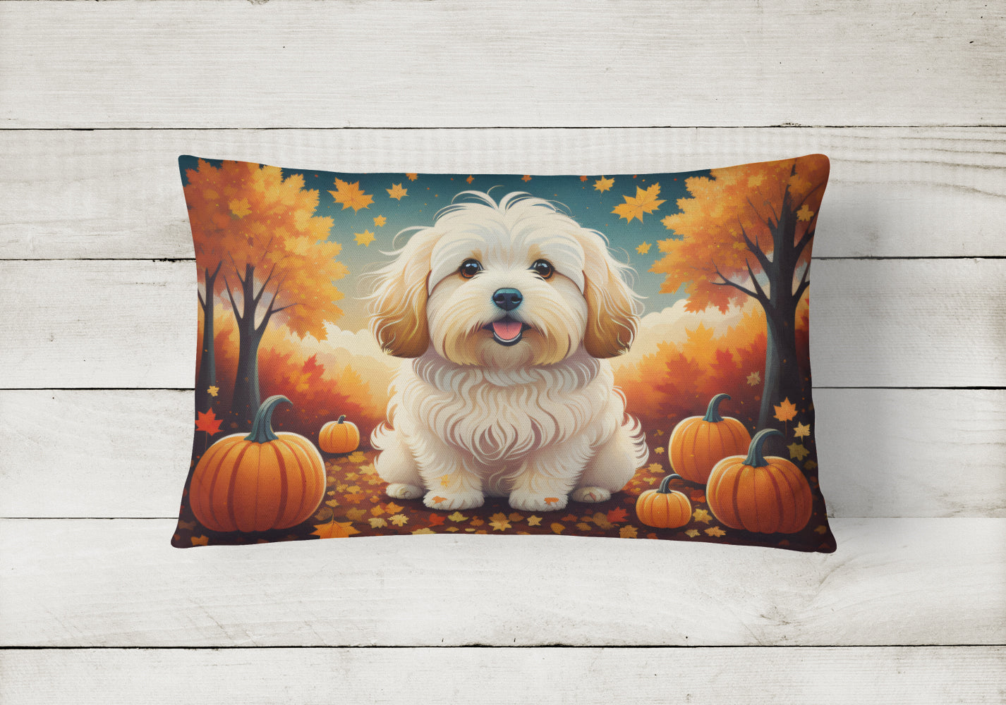 Coton De Tulear Fall Throw Pillow