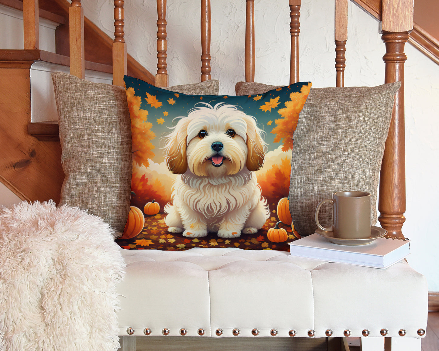 Coton De Tulear Fall Throw Pillow