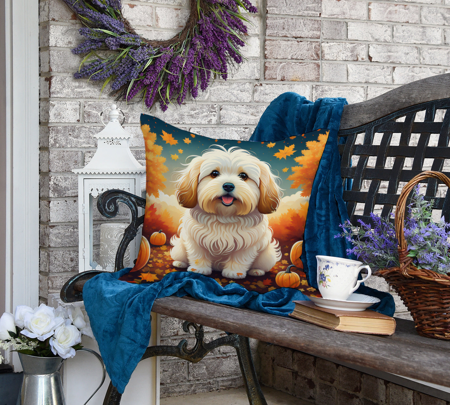 Coton De Tulear Fall Throw Pillow