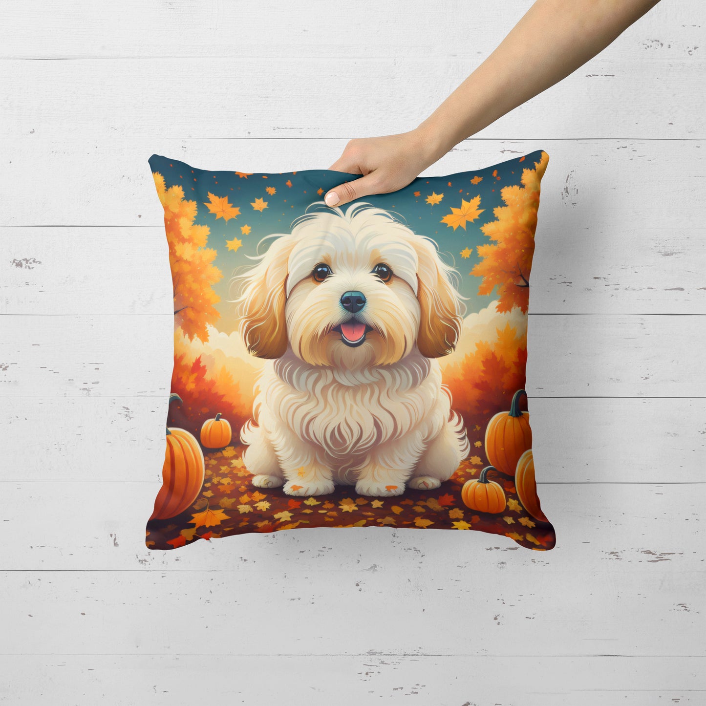 Coton De Tulear Fall Throw Pillow