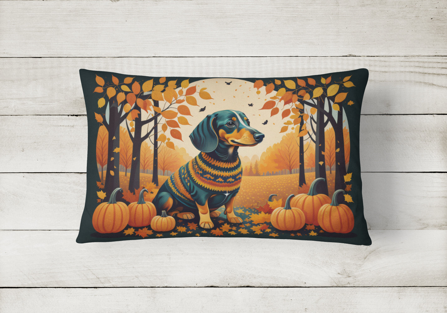 Dachshund Fall Throw Pillow