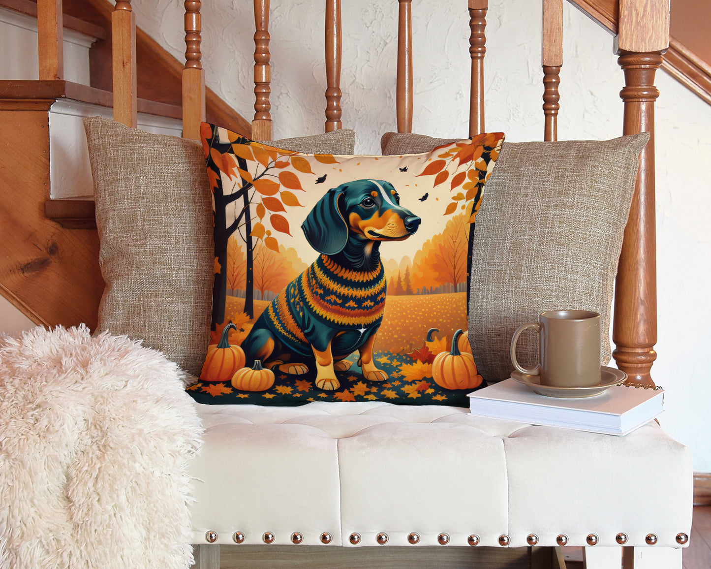 Dachshund Fall Throw Pillow