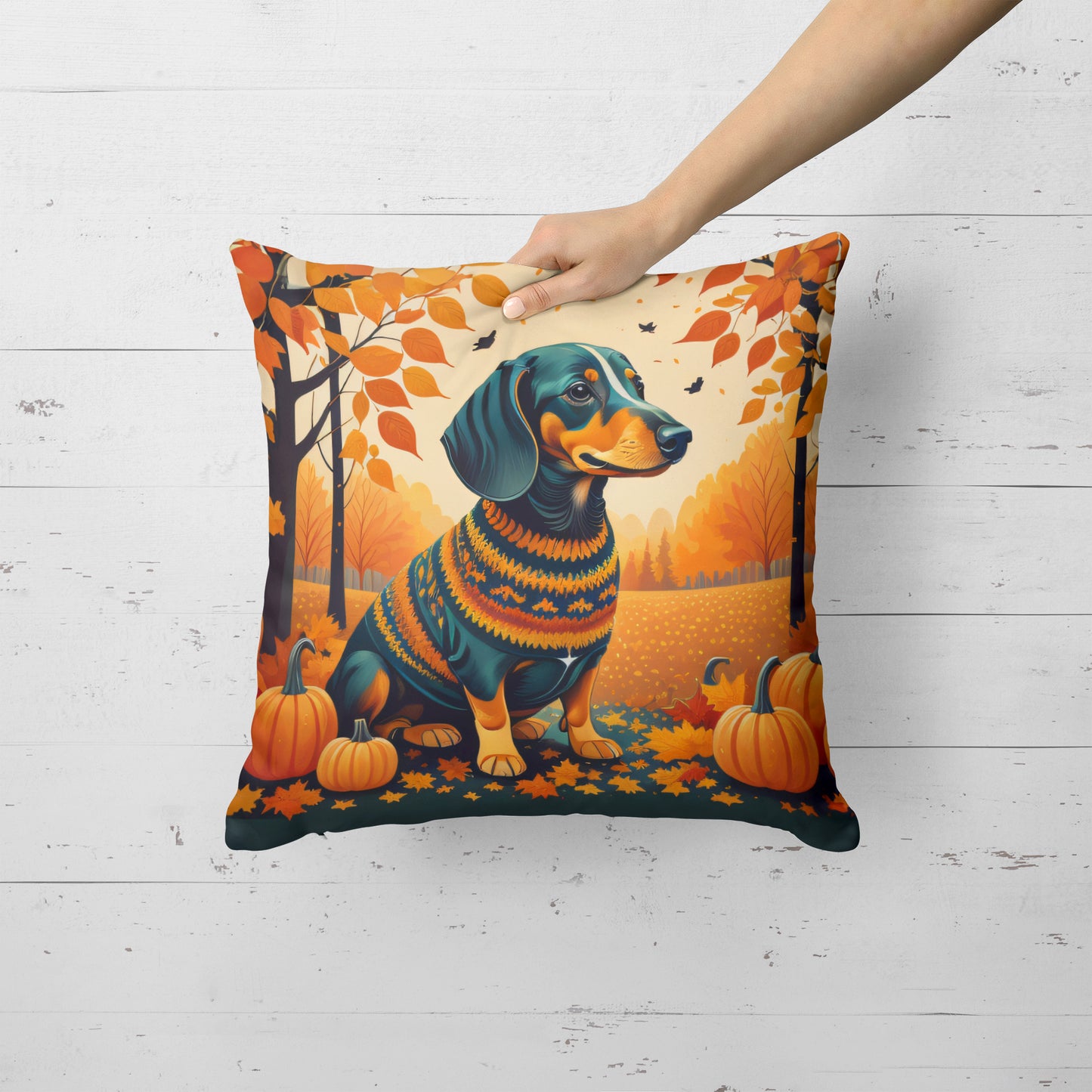 Dachshund Fall Throw Pillow