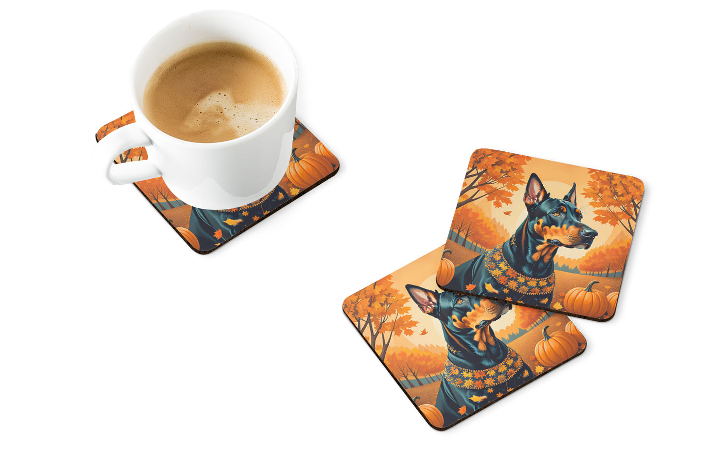 Doberman Pinscher Fall Foam Coasters