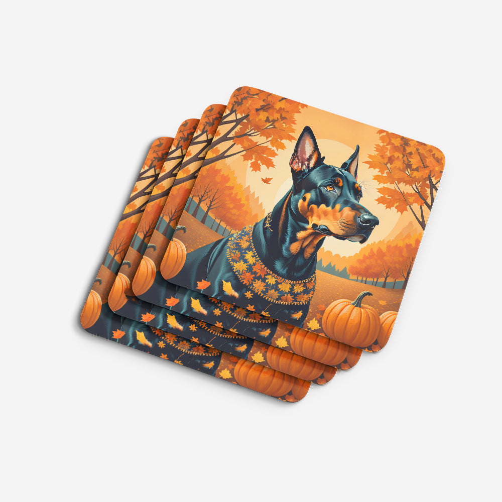 Doberman Pinscher Fall Foam Coasters