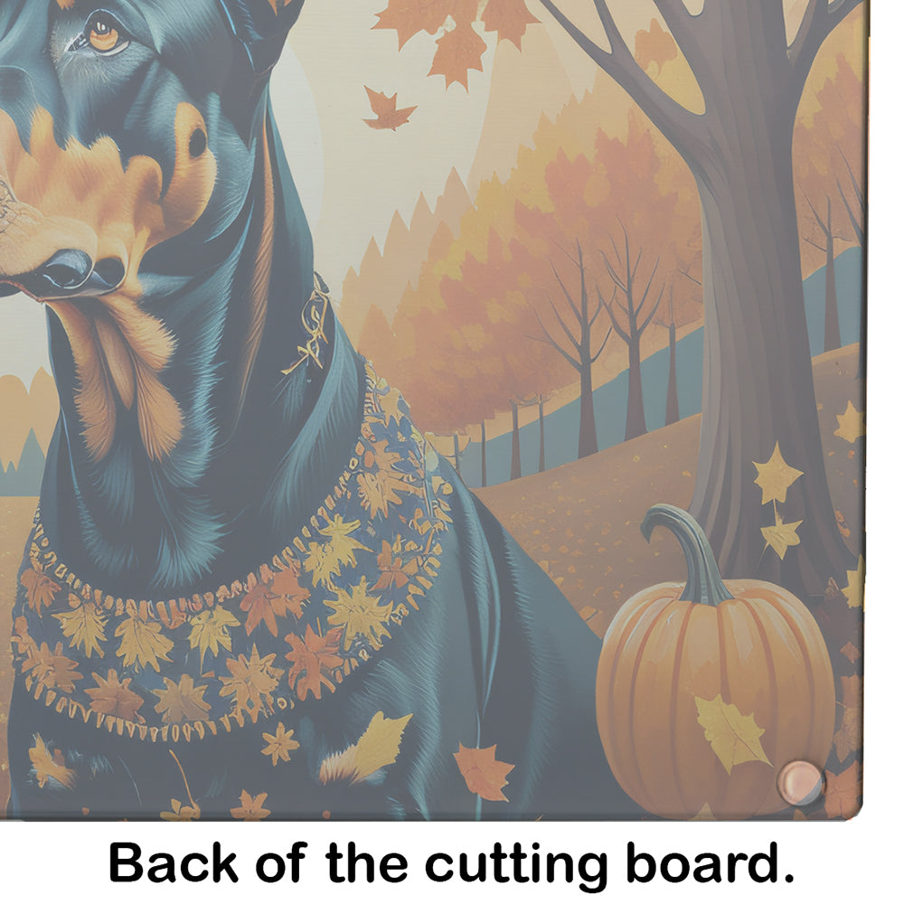 Doberman Pinscher Fall Glass Cutting Board