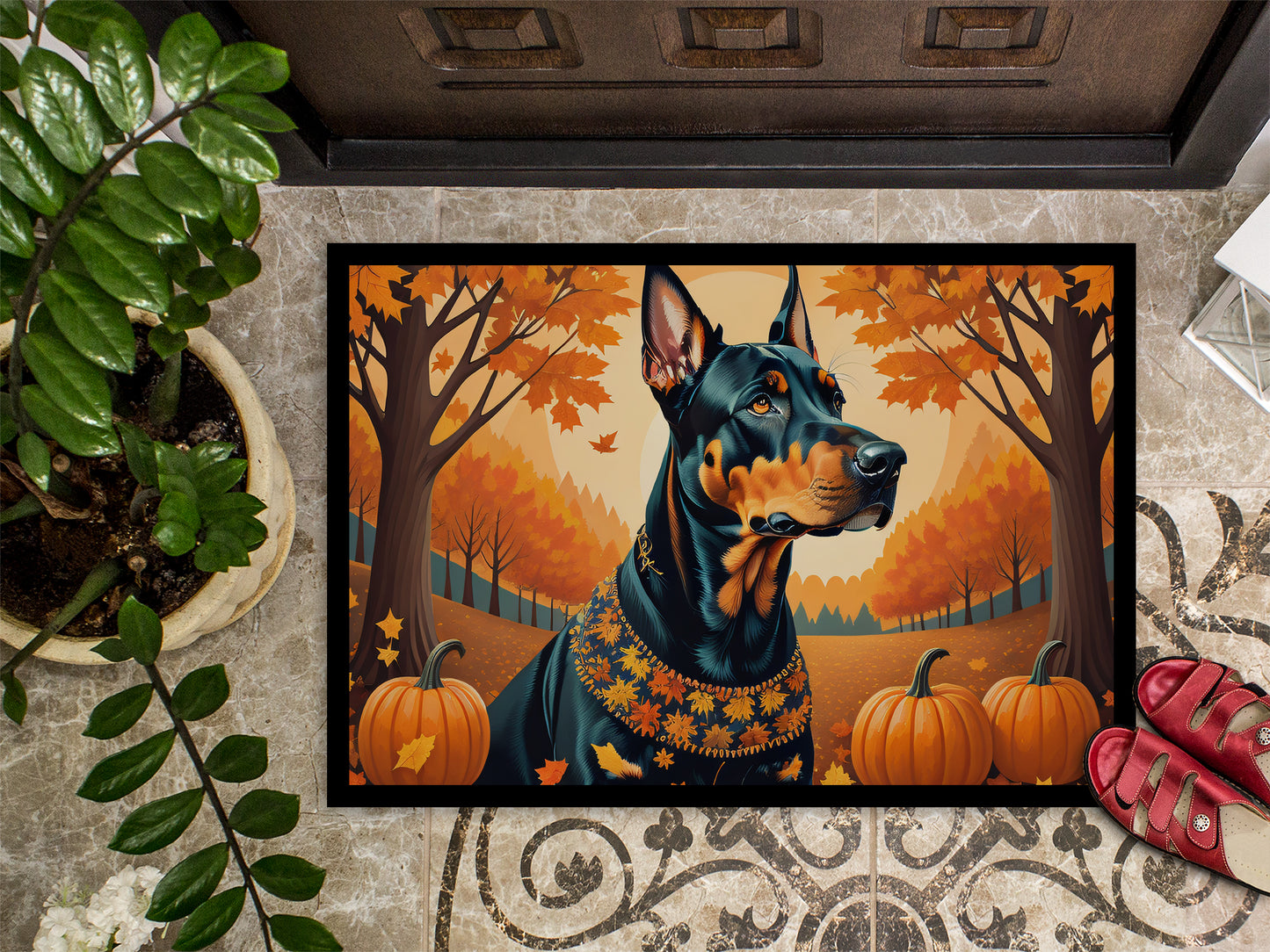 Doberman Pinscher Fall Doormat