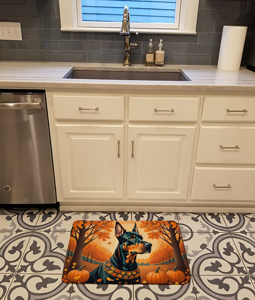 Doberman Pinscher Fall Memory Foam Kitchen Mat