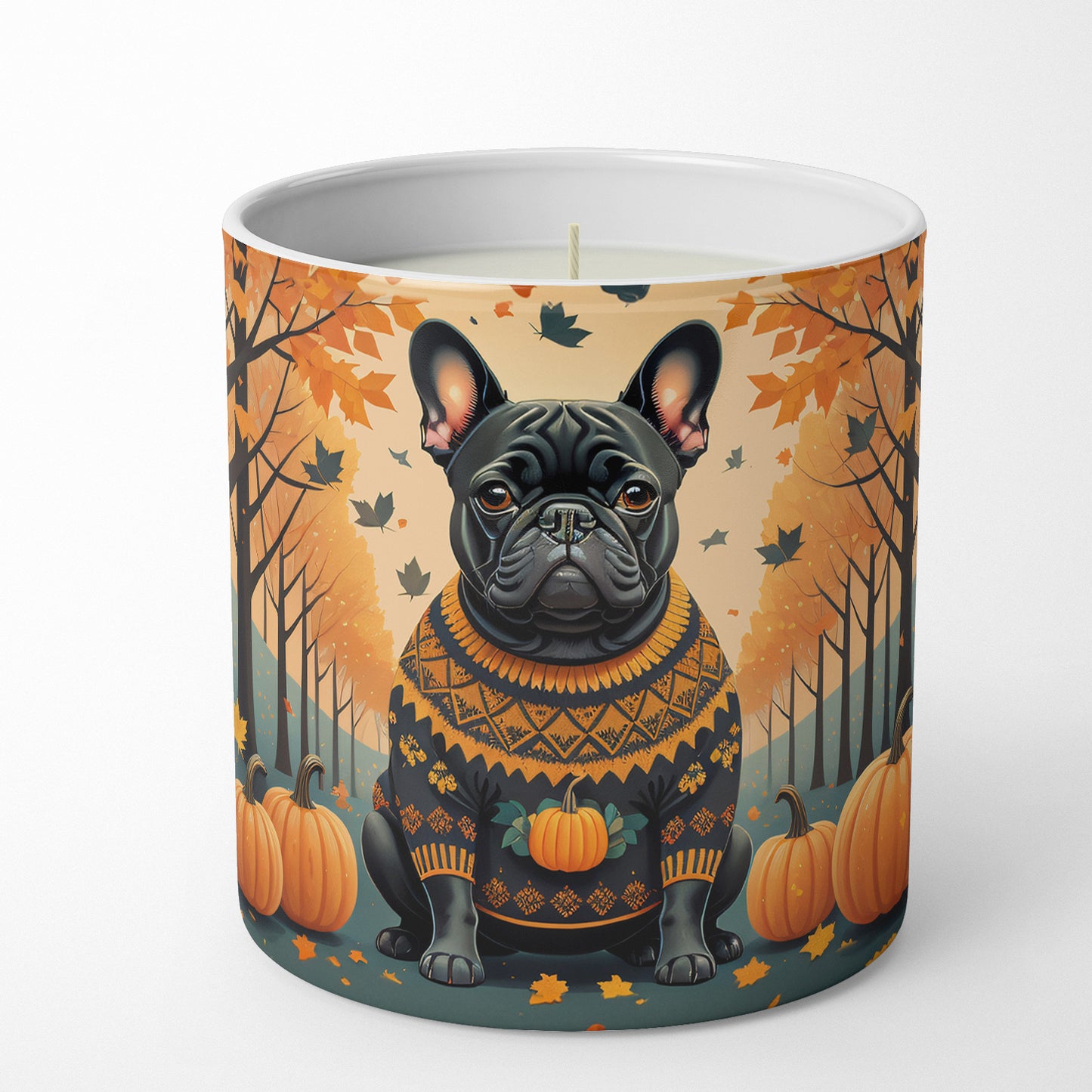 Black French Bulldog Fall Decorative Soy Candle