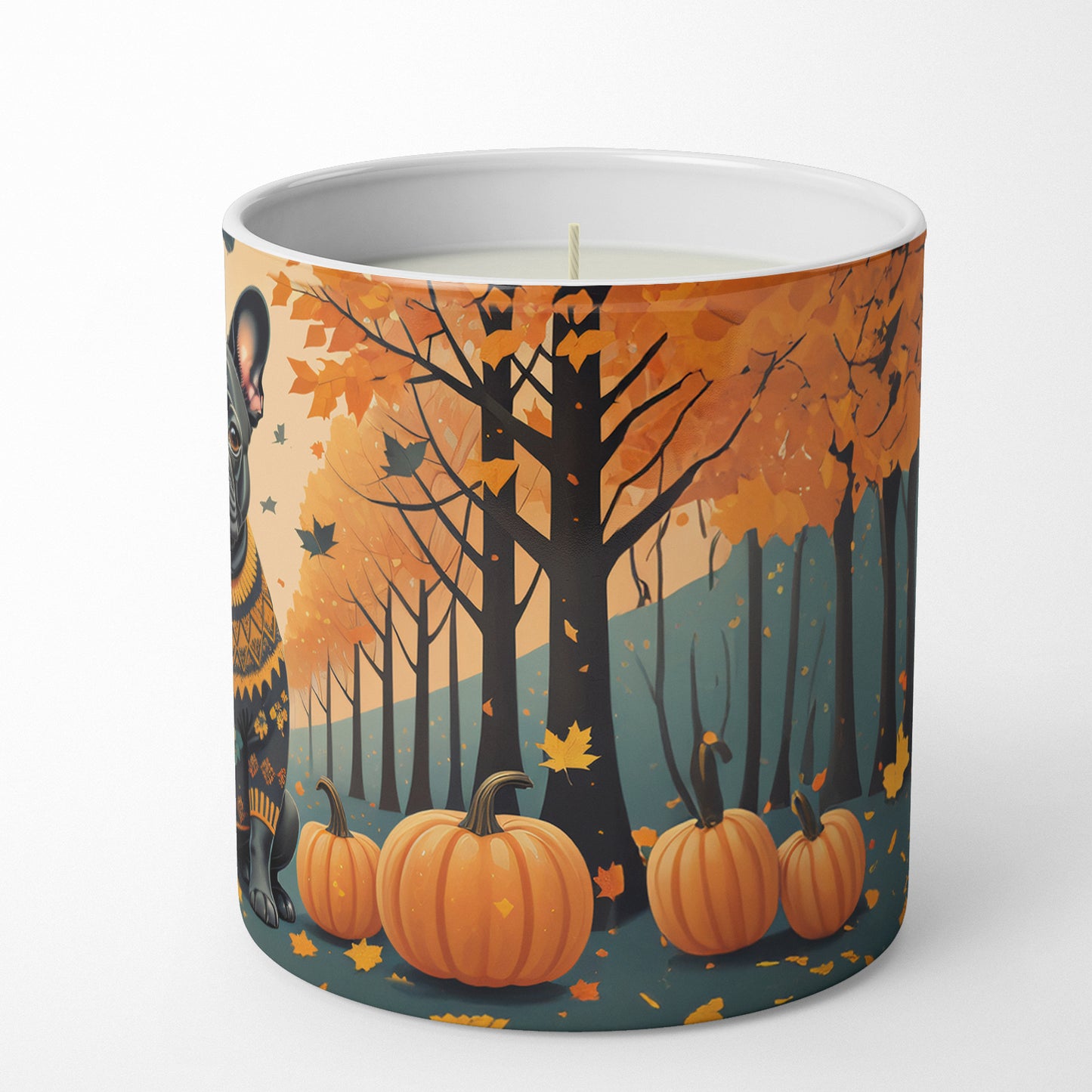 Black French Bulldog Fall Decorative Soy Candle