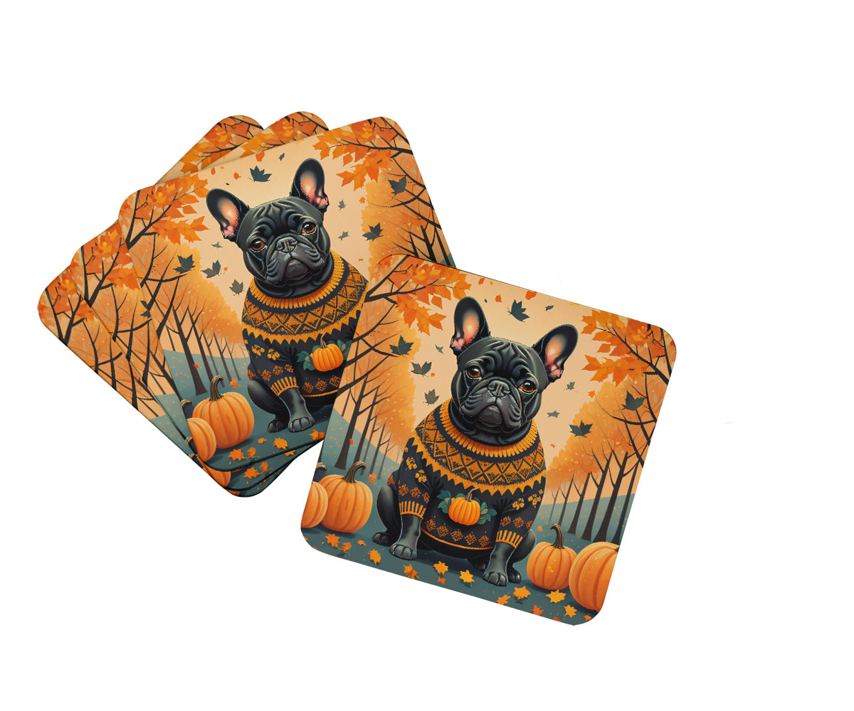 Buy this Black French Bulldog Fall Foam Coasters