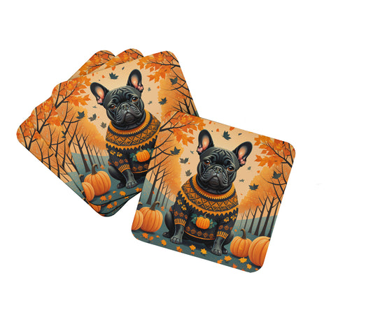 Buy this Black French Bulldog Fall Foam Coasters
