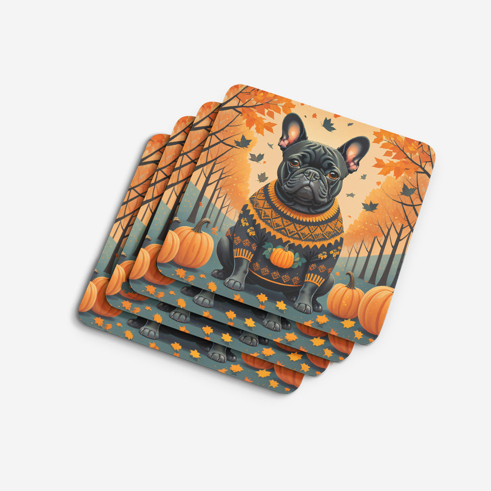 Black French Bulldog Fall Foam Coasters