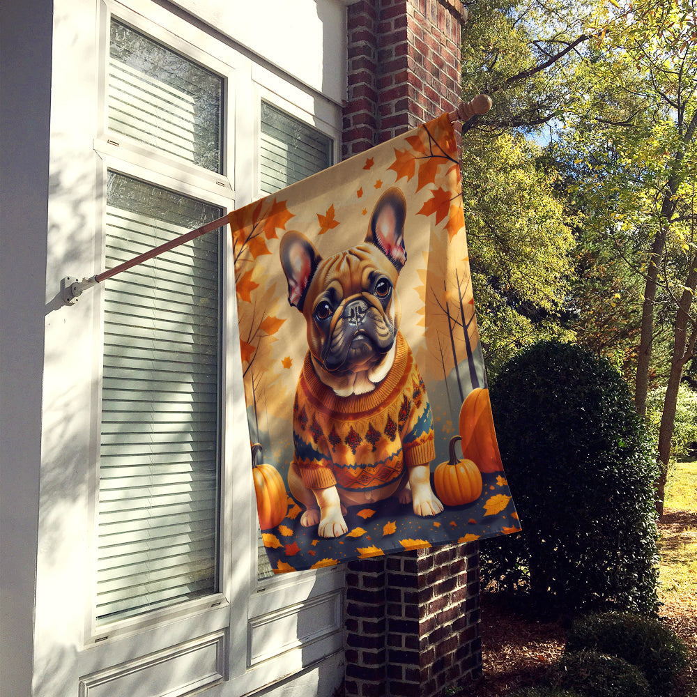 Fawn French Bulldog Fall House Flag