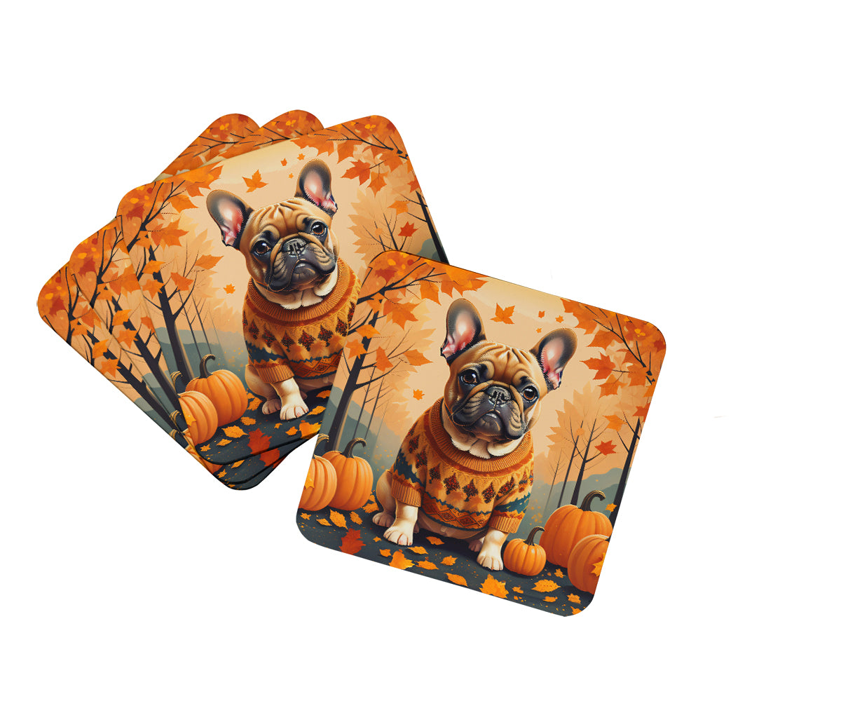 Buy this Fawn French Bulldog Fall Foam Coasters