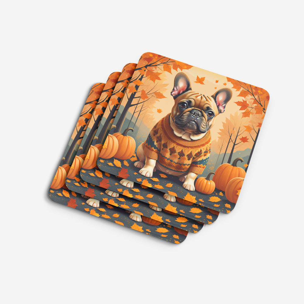 Fawn French Bulldog Fall Foam Coasters