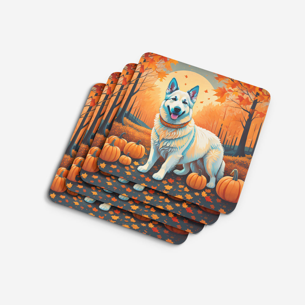 White German Shepherd Fall Foam Coasters