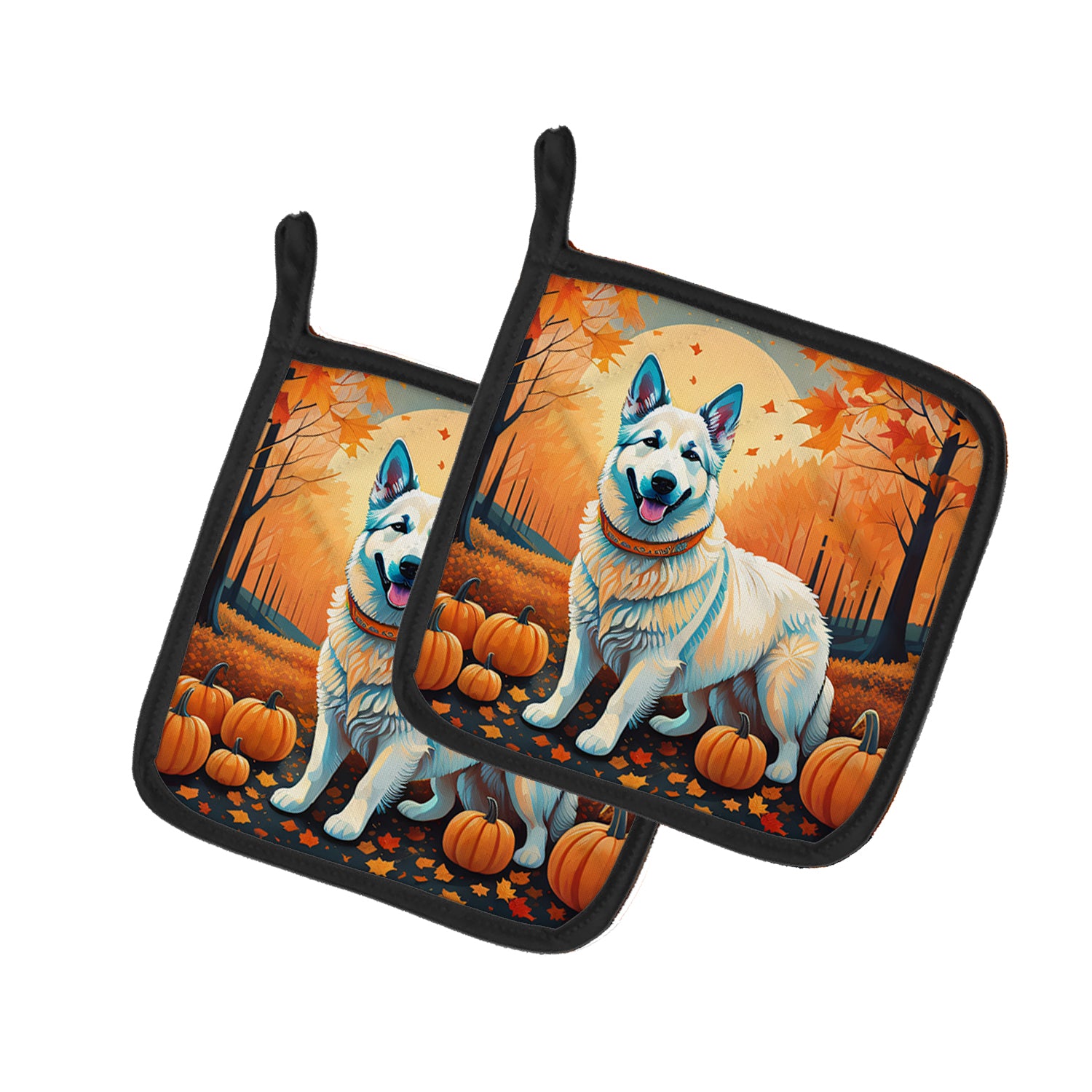 Buy this White German Shepherd Fall Pair of Pot Holders