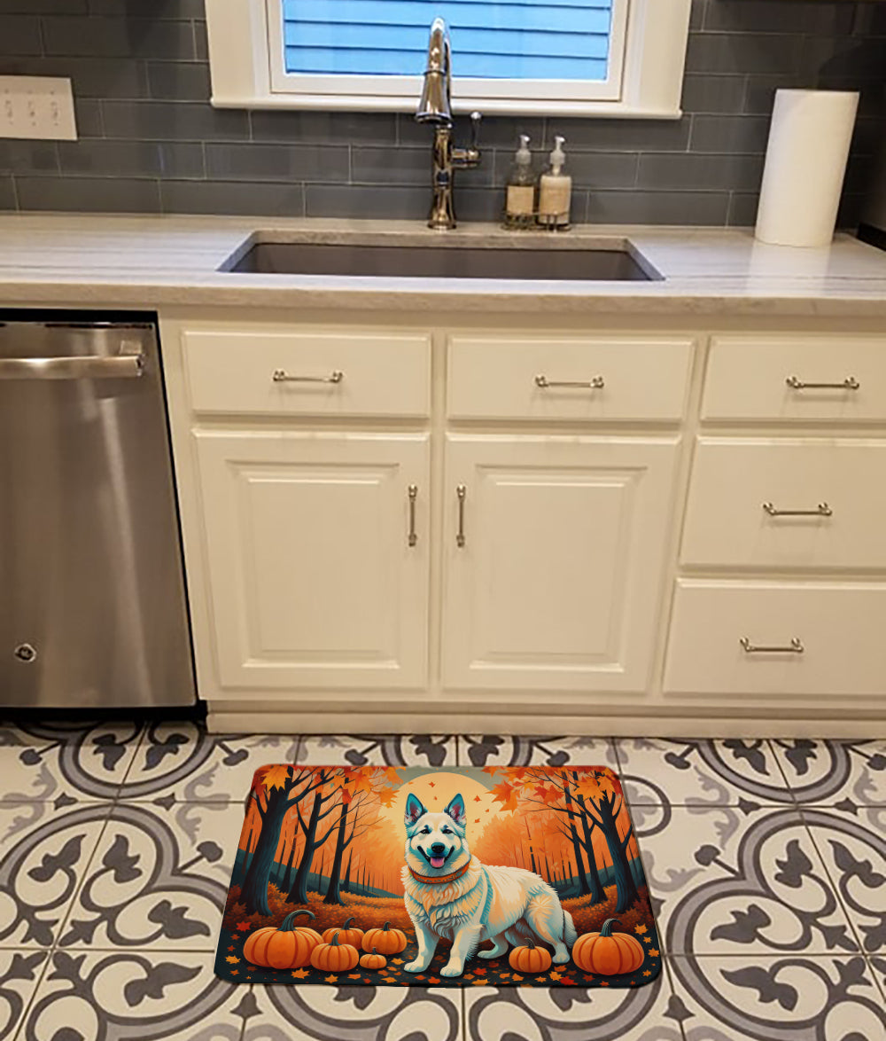 White German Shepherd Fall Memory Foam Kitchen Mat