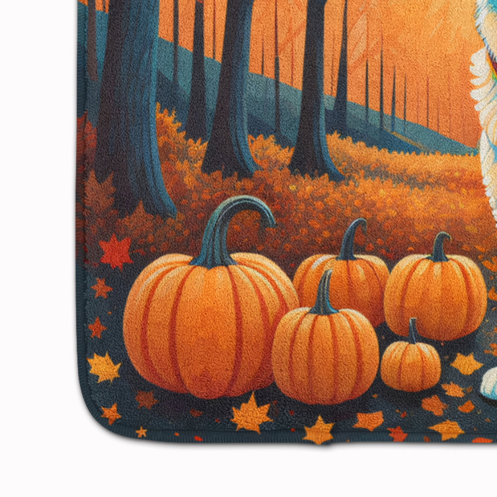 White German Shepherd Fall Memory Foam Kitchen Mat