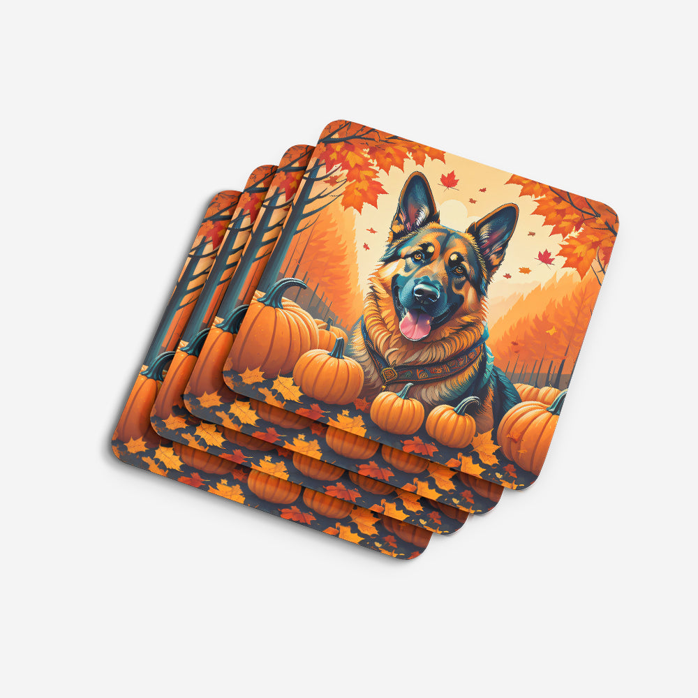 German Shepherd Fall Foam Coasters