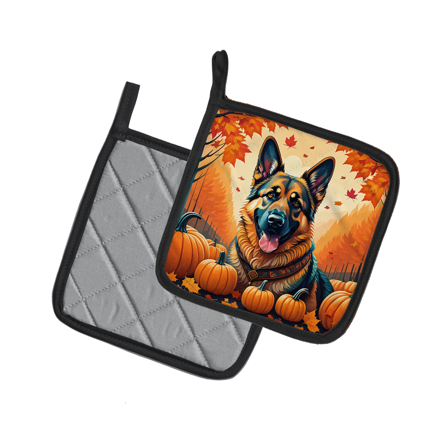 German Shepherd Fall Pair of Pot Holders