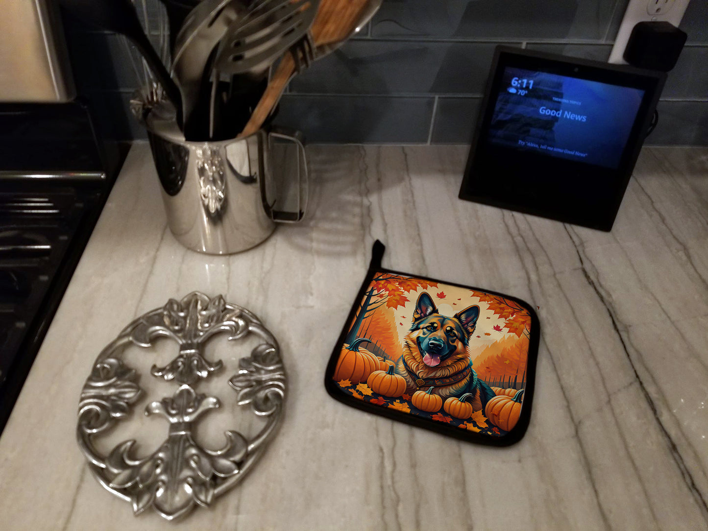 German Shepherd Fall Pair of Pot Holders