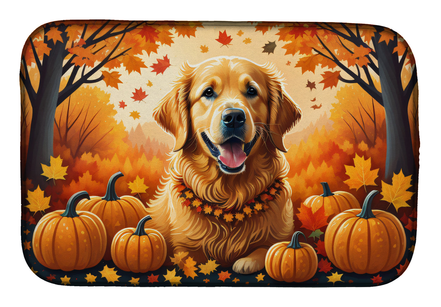 Buy this Golden Retriever Fall Dish Drying Mat