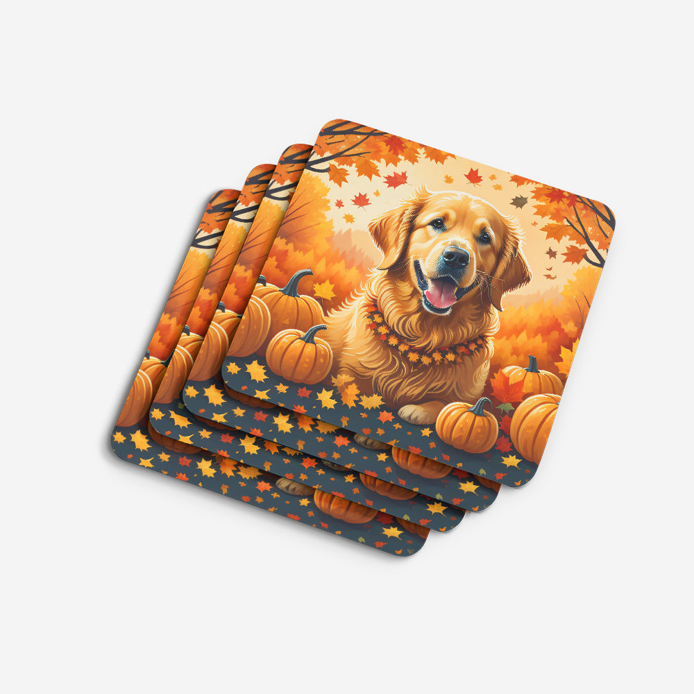 Golden Retriever Fall Foam Coasters