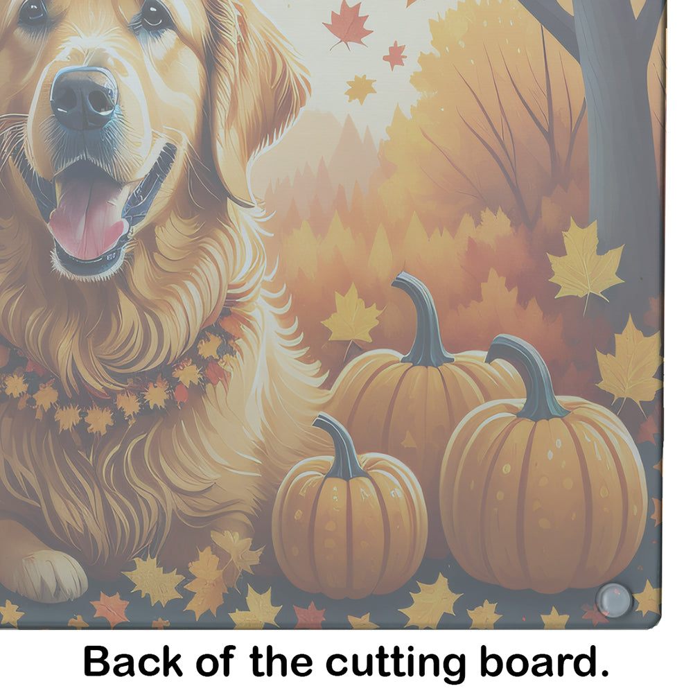 Golden Retriever Fall Glass Cutting Board