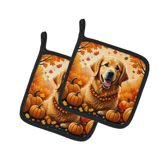 Buy this Golden Retriever Fall Pair of Pot Holders