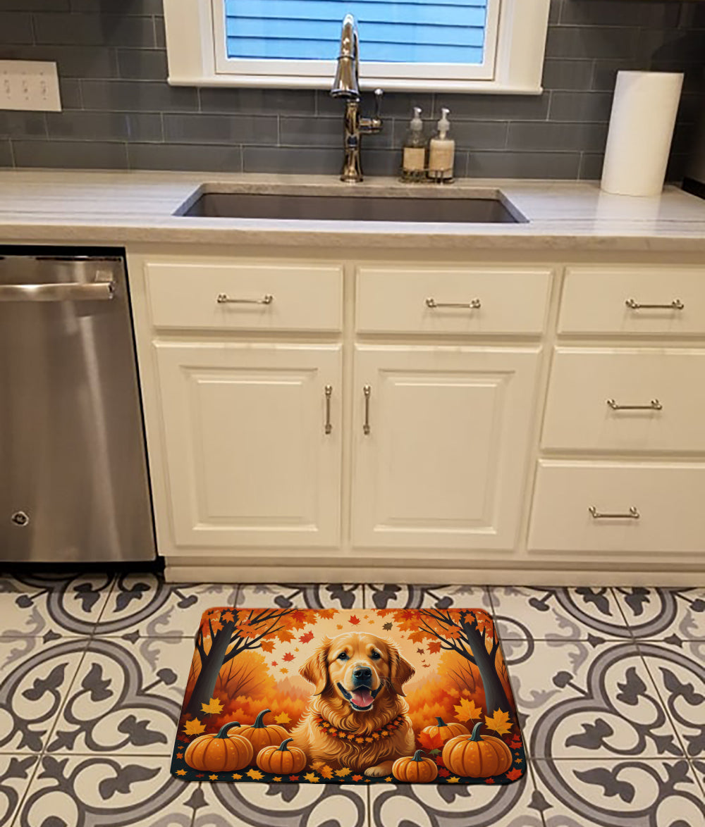 Golden Retriever Fall Memory Foam Kitchen Mat