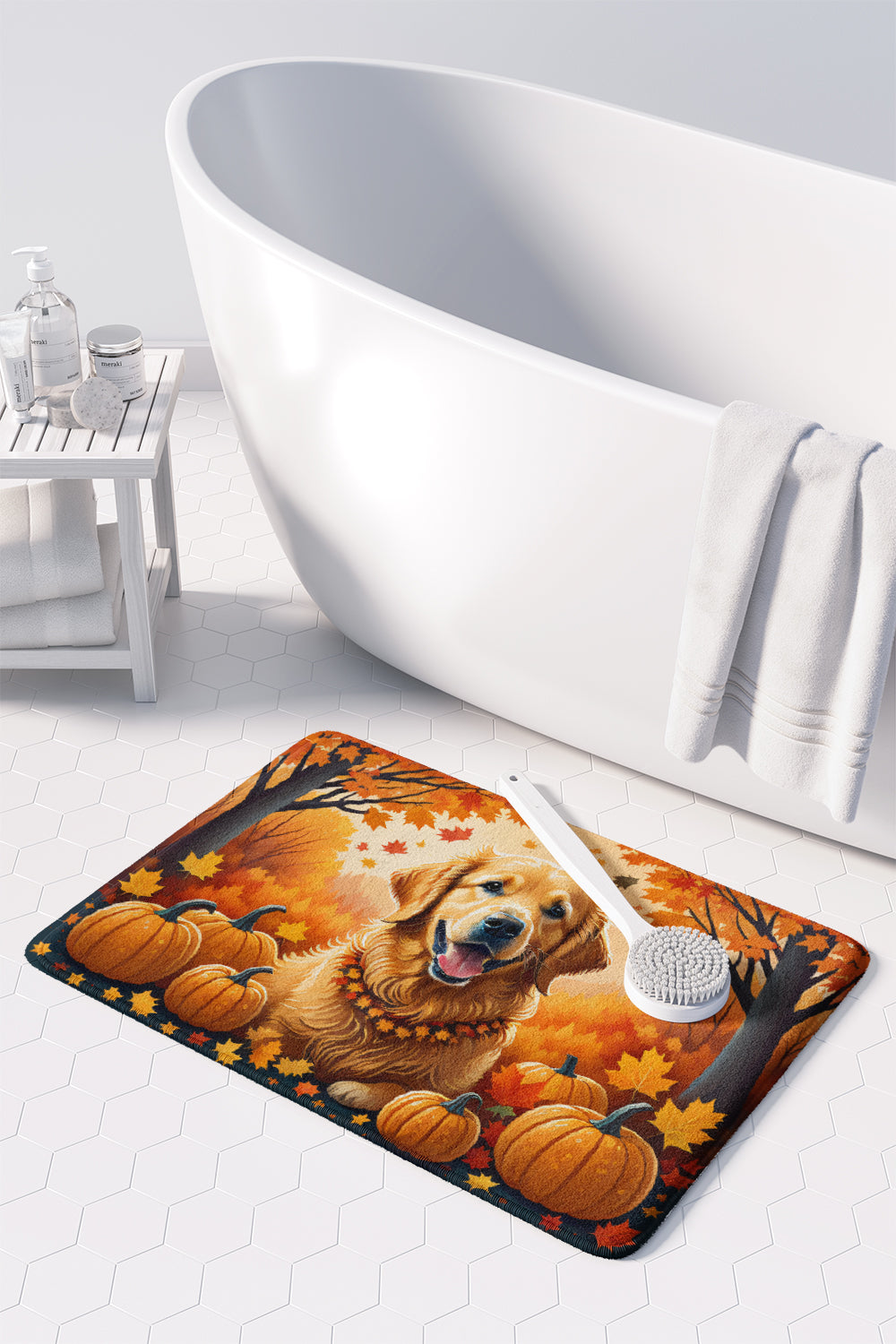 Golden Retriever Fall Memory Foam Kitchen Mat