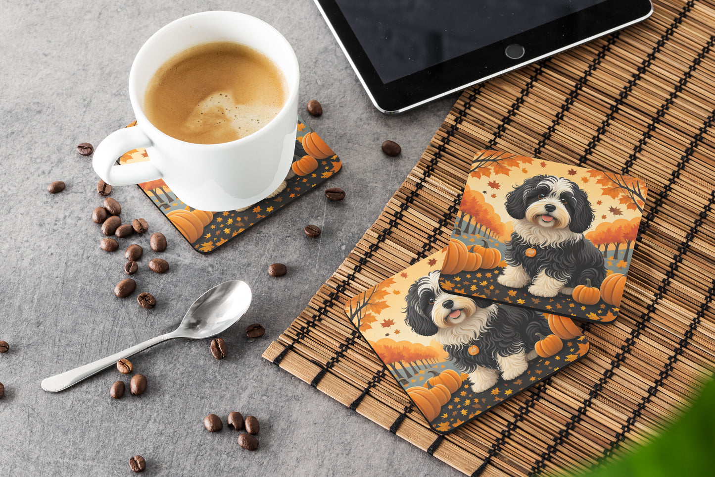 Havanese Fall Foam Coasters